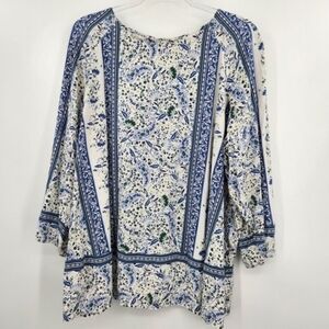 J. Jill Blue and White Floral Blouse